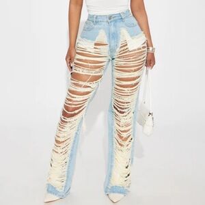 Distressed Light Blue Ripped Jeans